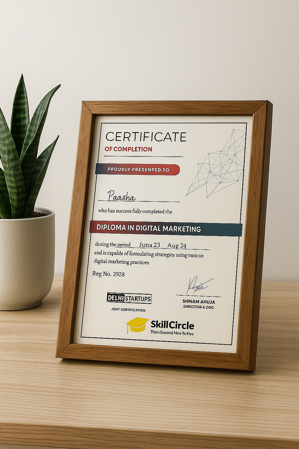 Certificate with Premium Wooden Frame